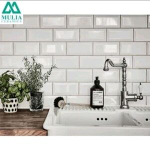 Keramik Dinding Mulia Bevel White 10cm x 20cm